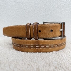 Mezlan Men's Genuine Leather Belt Size M 36 Tan 3.5cm Width Made In Spain #8016